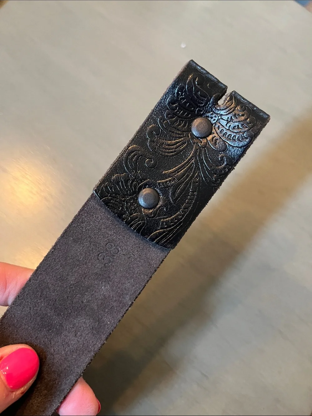 NEW BELTs heavy duty genuine full grain floral engraved tool leather belt Strap